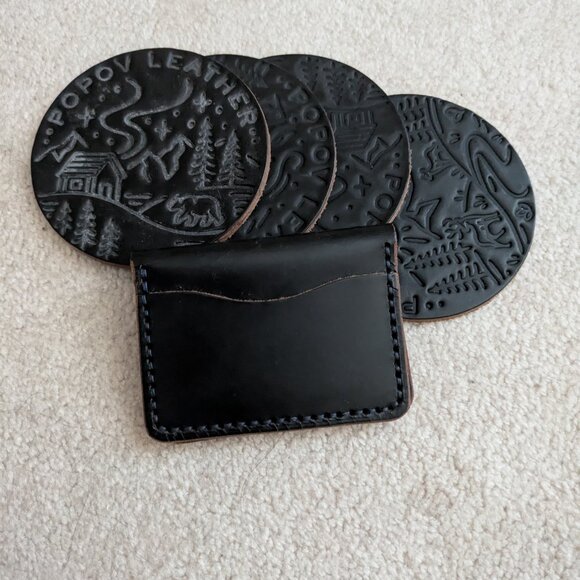 Hand Stitched Leather Wallets and Coaster Bundle - Picture 1 of 6